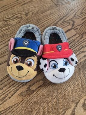 Paw Patrol Plush Chase & Marshall - Toddler Slippers - Size 9&10